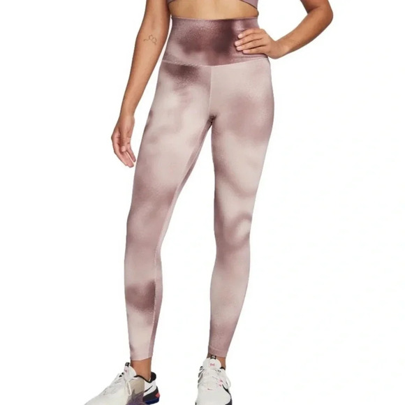 Nike One High-Rise Smokey Mauve Printed Leggings - Picture 2 of 9